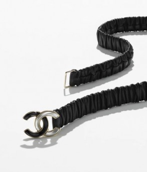Lady's Chanel Lambskin Belt With Gold-tone Metal & Resin