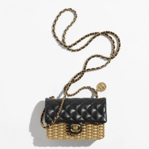 Chanel Small Evening Black & Gold Bag 