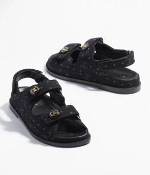 Lady's Chanel Printed Denim Sandals