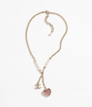 Chanel Pendant Necklace Metal Glass Pearls Diamantes
