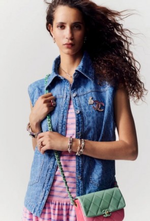 Lady's Chanel Vest Denim Jacquard Blue
