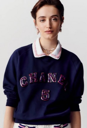 Lady's Chanel Navy Blue & Multicolor Sweatshirt