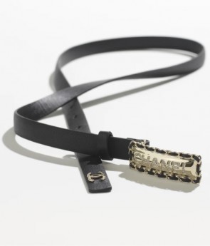 Chanel Belt In Calfskin Gold-Tone Metal & Diamanté