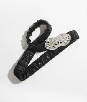 Chanel Belt In Lambskin Silver Tone Metal & Strass