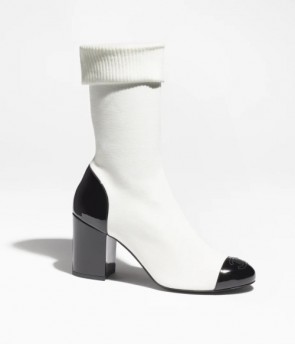 Lady's Chanel Knit & Patent Calfskin Short Boots