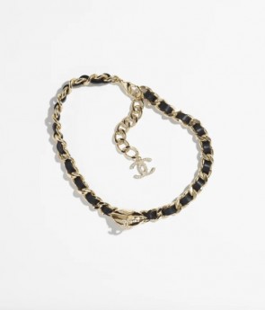 Chanel Metal Lambskin & Strass Necklace