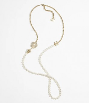 Chanel Long Necklace In Metal Strass Glass Pearls & Imitation Pearls