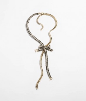 Chanel Metal Calfskin & Strass Necklace