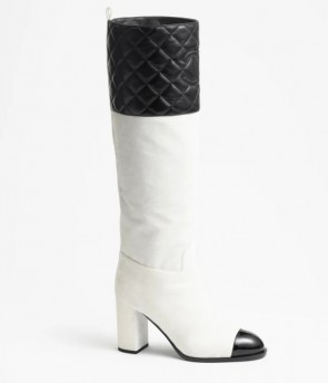Lady's Chanel Velvet, Lambskin & Patent Calfskin High Boots