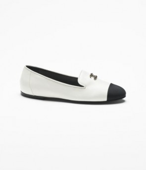 Lady's Chanel Moccasins In Lambskin & Rosgrain