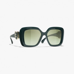 Lady's Chanel Square Sunglasses Green