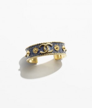 Lady's Chanel Cuff In Metal Gold & Blue