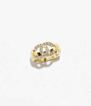 Lady's Chanel Ring In Gold & Crystal