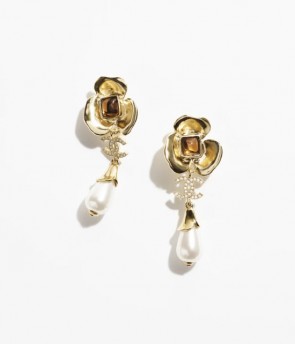Chanel Pendant Earrings In Metal, Resin, Glass Pearls & Strass