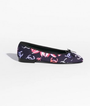 Lady's Chanel Printed Stretch Jersey Ballet Flats