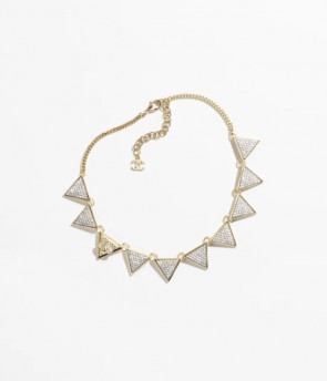 Lady's Chanel Necklace In Gold, Silver & Crystal