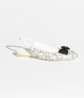 Lady's Chanel Slingbacks With Embroidery, Strass & Lambskin