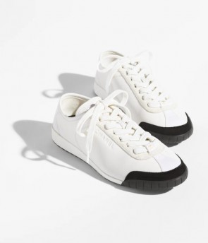 Lady's Chanel Sneakers In Calfskin & Suede Calfskin