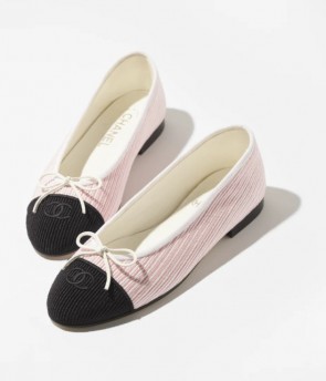 Lady's Chanel Ballet Flats WIth Embroidered Fabric