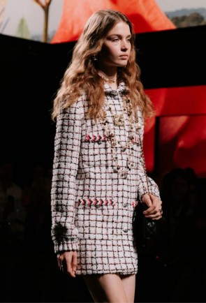 Lady's Chanel Coat In White, Black & Light Pink