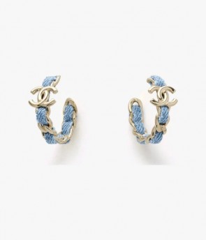 Lady's Chanel Hoop Earrings in Metal & Denim