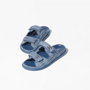 Lady's Chanel Mules in Denim Blue