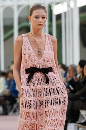 Lady's Chanel Dress in Light Pink, White & Black