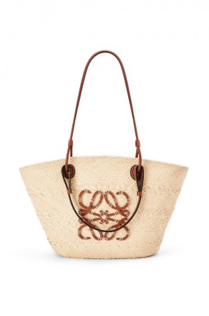 Loewe Medium Anagram Basket Bag In Iraca Palm And Calfskin