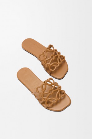 Lady's Loewe Petal Anagram slide in soft calfskin