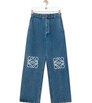 Lady's Loewe Anagram Baggy Jeans In Denim