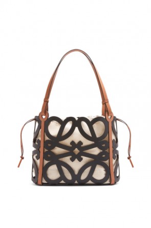 Lady's Loewe Small Anagram Cut-Out Tote In Calfskin