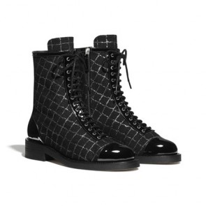 Chanel ankle boots tweed patent calfskin shoes G36209 Y53836 K2211 FOR WOMEN