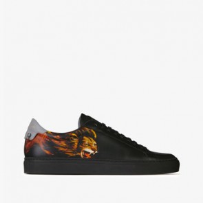 Mens low top leo printed sneakers in leather BH0002H097-960