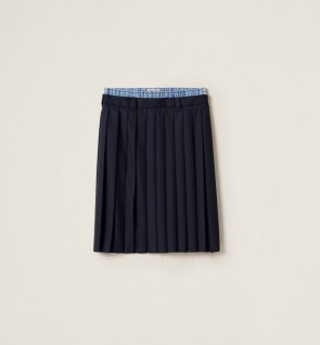 Lady's Miu Miu Pleated Batavia Midi-Skirt