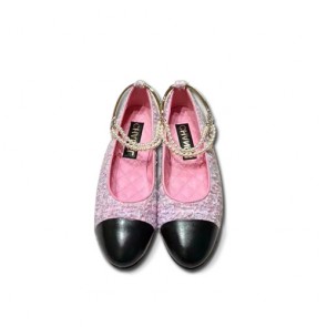 Chanel Tweed Blended Fabrics Bi-color Ballet Flat Shoes