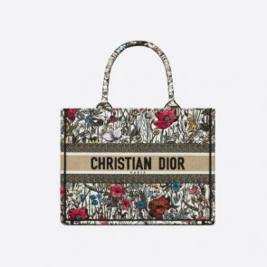 Dior Book Tote Bag Mille Fleurs Embroidery Bags