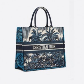 Dior Book Tote Bag With Blue Dior Palms Embroidery M1286ZREU_M928