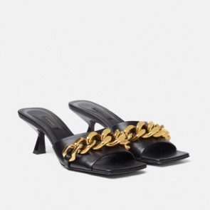 Versace Women Medusa Chain Medium Heel Slide Shoes DST563H-DNA32_KVO41