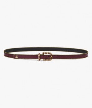 Lady's Chanel Thin Belt Burgundy, Gold & Black