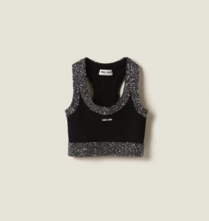 Lady's Miumiu Cashmere Top With Sparkling Trim