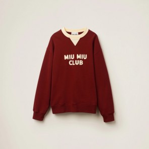 Lady's Miumiu Cotton Fleece Sweatshirt With Embroidered Logo