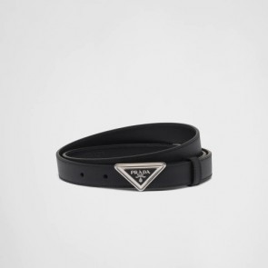 Lady's Prada Saffiano Black Leather Belt 