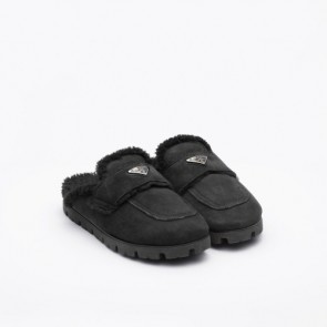 Lady's Prada Shearling Sabots Shoes