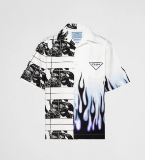 Men's Prada Double Match Heavy Cotton Shirt