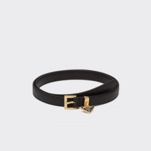Lady's Prada Triangle Charm Saffiano Belt