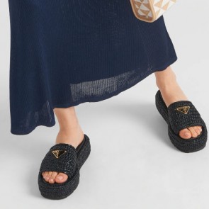 Lady's Prada Crochet Flatform Slides