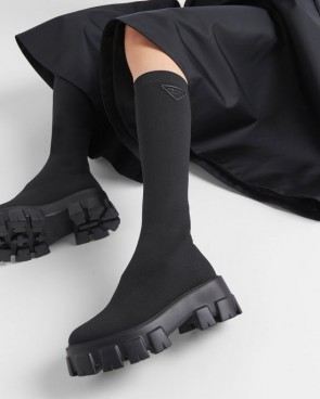 Lady's Prada Monolith Knit Boots