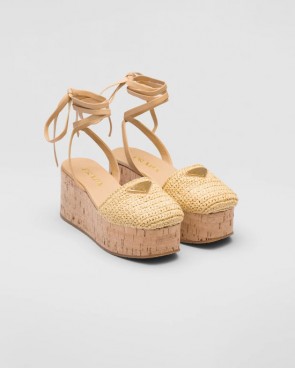 Lady's Prada Crochet Wedge Sandals Shoes