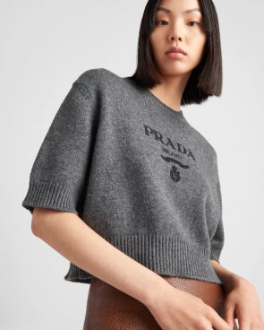 Lady's Prada Wool And Cashmere Crew-Neck Sweater