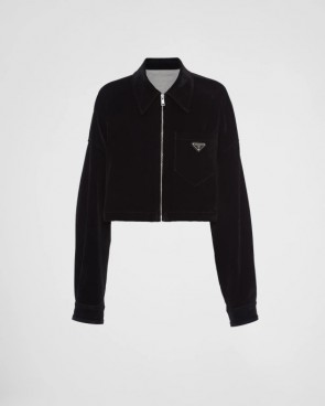 Lady's Prada Velvet Denim Blouson Jacket